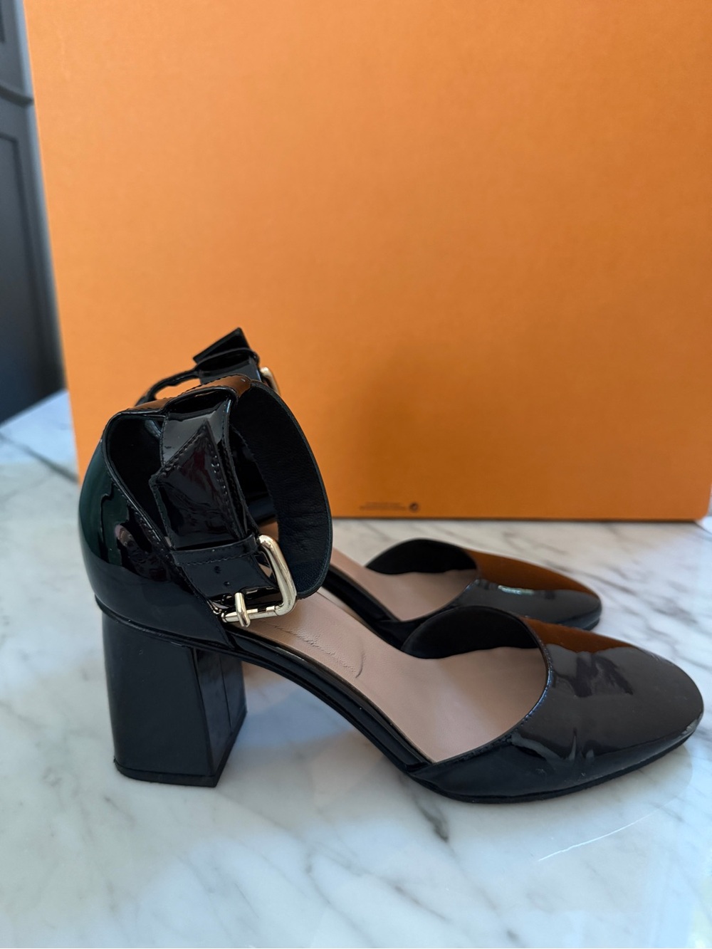 Red Valentino Patent Leather Black Ankle-Strap Women’s Heels